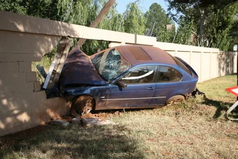 BMW crashed through a  wall Stock Photos