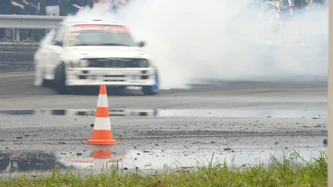 BMW Drift car in smoke Stock Footage 101711361
