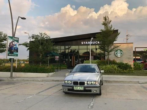 BMW E36 on Starbucks Parking Stock Photos