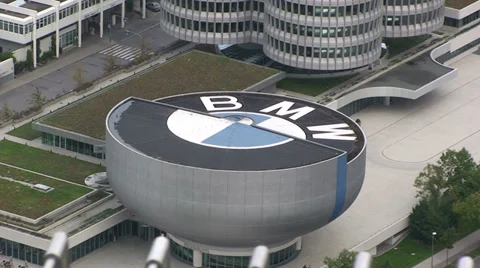 BMW museum from tower 스톡 동영상 33623112