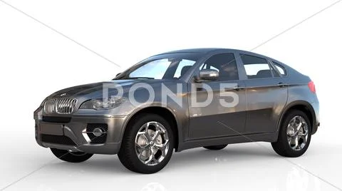 Bmw x6 isolated on white with ground reflection Stock Illustration