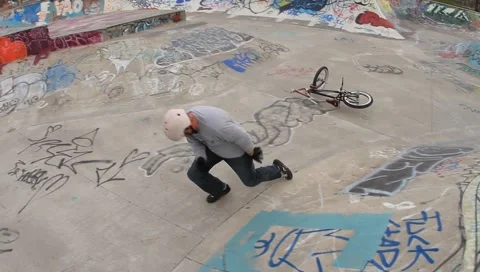 BMX 360 crash Stock Footage 1067726