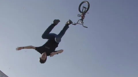 BMX Back flip crash slow motion Stock Footage 203968122