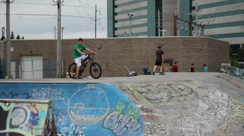 Bmx backflip with unique filming Stock Footage 8959285