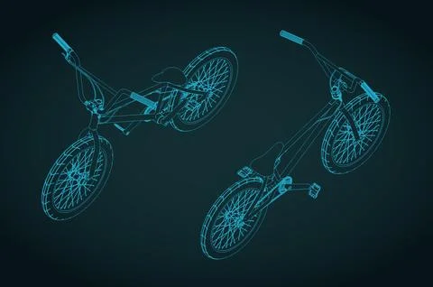 BMX bicycle isometric blueprints Stock Illustration