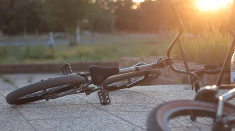 BMX bicycle on sunset Stock Footage 51544140