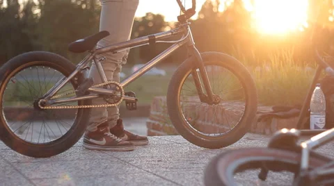 BMX bicycle on sunset Stock Footage 51544238