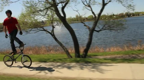 BMX Bike Handlebar Surfing Stock Footage