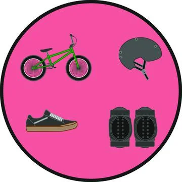 Bmx bike riding objects on white background イラスト素材