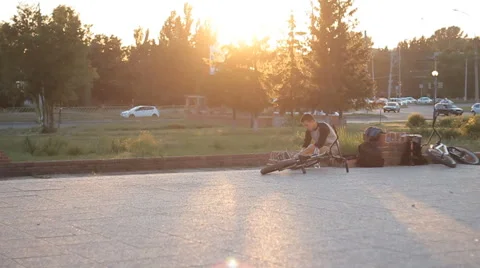 BMX bike on the Sunset Stock Footage 51546285