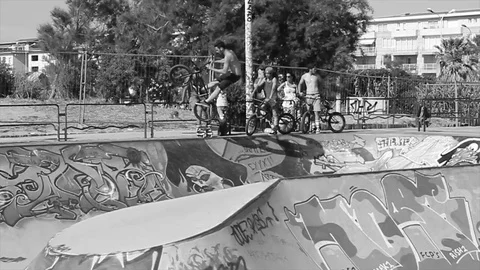 BMX Biker black&amp;white Stock Footage 75431493