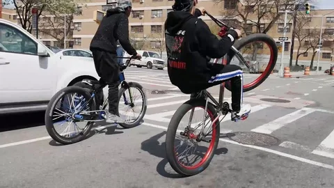 BMX Biker Kid Doing Wheelie Brooklyn Stock Video Pond5