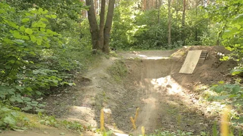 Bmx biker riding in forest Stock Footage 65305865