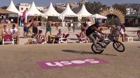 BMX Flat Competition, Marseille, France Stock Footage