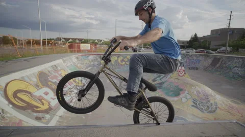BMX icepick stall on a quarterpipe Stock Footage 211885252