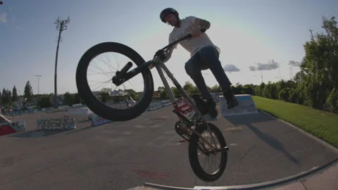 BMX jumping trick no footed can can Stock Footage 211885580