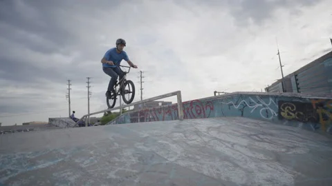 BMX Rail ride to tailwhip slow motion Stock Footage 211891912