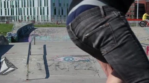 Bmx rider does a 900 tailtap and lands backwards Stock Footage 8960027