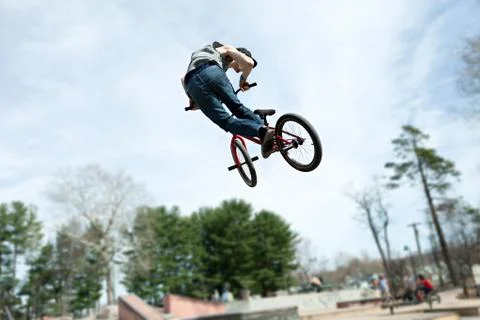 BMX Rider Jumping Stock Photos