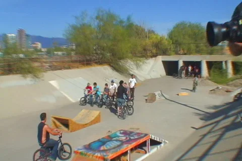 BMX Riders in a line Stock Footage 655775