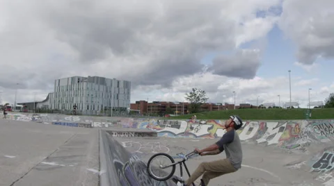 BMX slow motion back flip on a bicycle Stock Footage 67090980