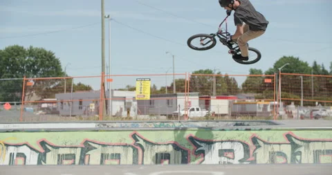 BMX slow motion bar spin trick Stock Footage 157166033