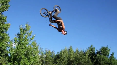 Bmx slow motion big backflip Stock Footage 27692346