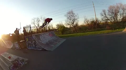 Bmx tailwhip a channel gap Stock Footage 20567388