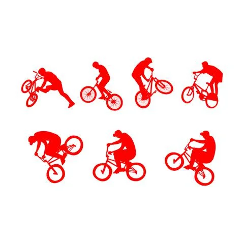 Bmx tricks on white Stock Illustration