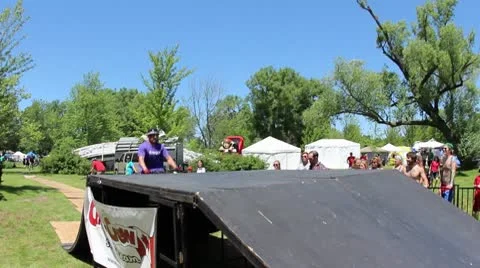 Bmx'er does a huge superman Stock Footage 8959271