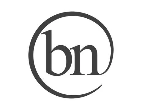 BN logo from two letter with circle shape email sign style. B and N round l.. Stock Illustration