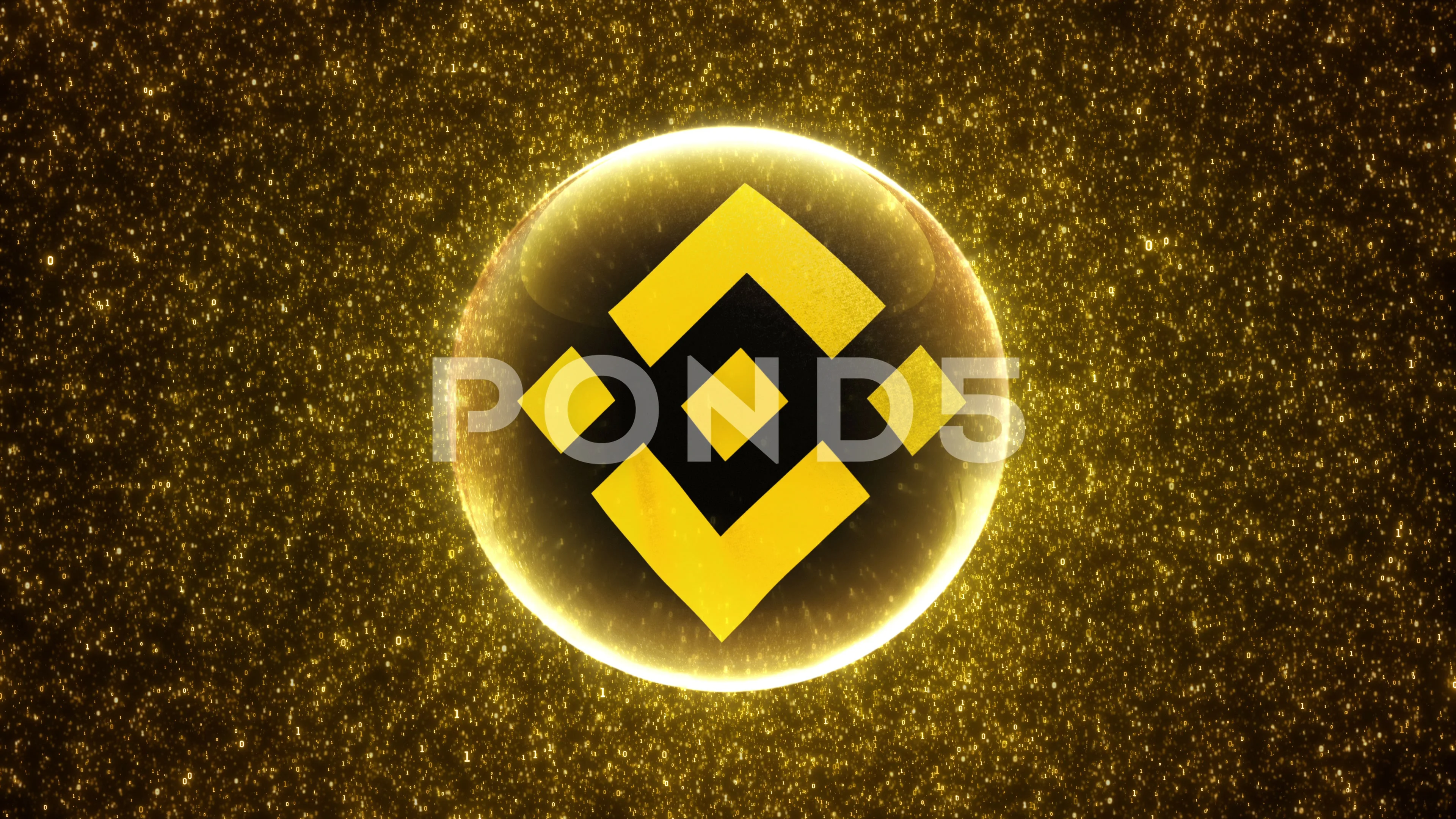 BNB Binance Coin Abstract Futuristic Loop Background Binary Code Particles