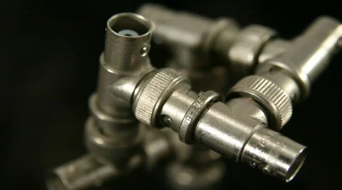 BNC T-connector Loop Stock Footage 513898