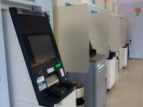 BNI ATM (automatic teller machine) are lined up indoors Foto stock