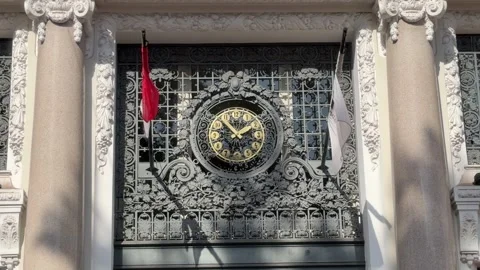 BNP Paribas Building Clock Monte Carlo Monaco - Static View Stock Footage 346418707