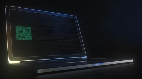 BNP PARIBAS logo made with computer code on the laptop screen. Editorial Stock Illustration