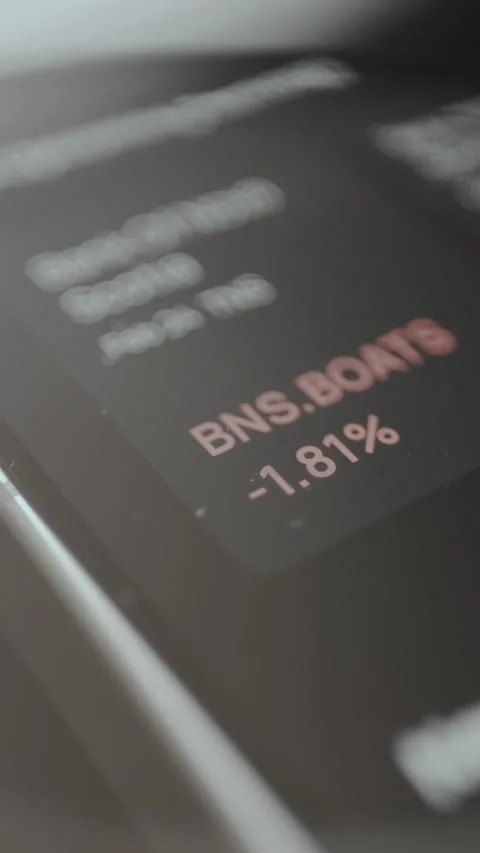 BNS.BOATS asset performance indicating a decrease in value Stock Footage 329777042