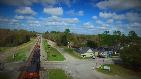 BNSF 5281 and BNSF 7109 train chase Stock Footage 72884357