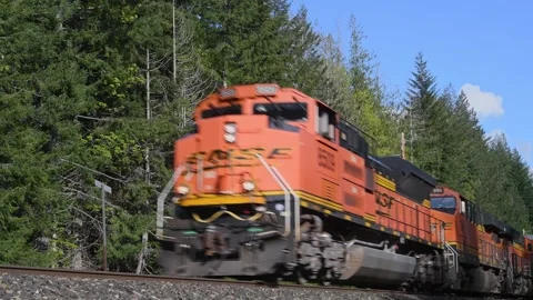 BNSF intermodal container freight train in rural area 스톡 동영상 311124323