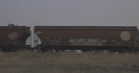Bnsf Train Moving Though Stock Footage 98249624
