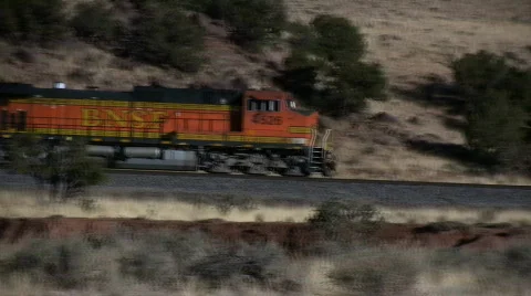 BNSF Train Pan - Editorial Stock Footage 77983