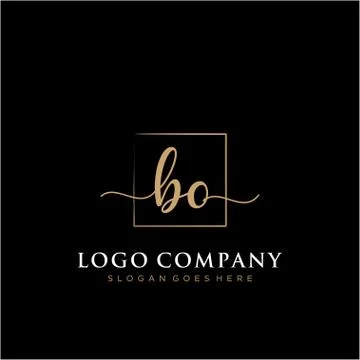 BO Initial handwriting logo with rectangle template vector Stock Illustration