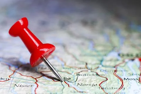 Bo, Norway pin on map Stock Photos