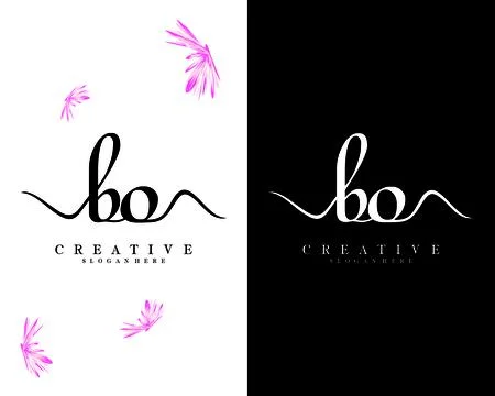 Bo, ob handwriting script letter logo design vector Stock Illustration