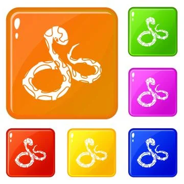 Boa snake icons set vector color Stock Illustration