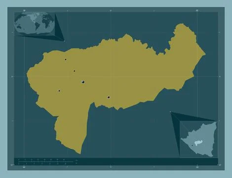 Boaco, Nicaragua. Solid color shape. Locations of major cities of the region 스톡 일러스트