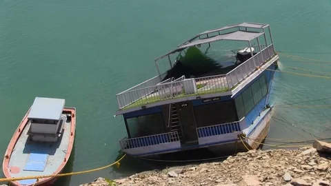 Boad collapsed due to landslide Stock Footage 121388585