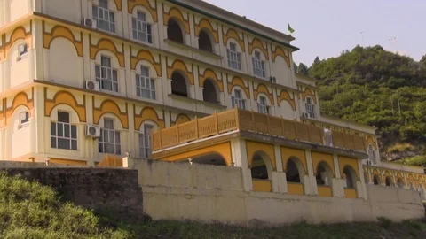 Boad collapsed due to landslide Stock Footage 121388625