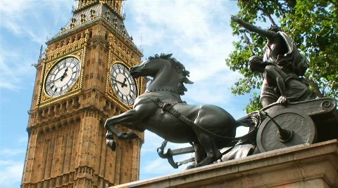 Boadicea and Big Ben WS Stock Footage 794076