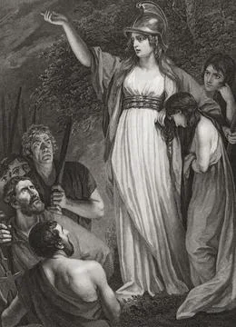 Boadicea haranguing the Britons.  Also known as Boudica, Boudicca, Boudicea, ? - Stock Illustration